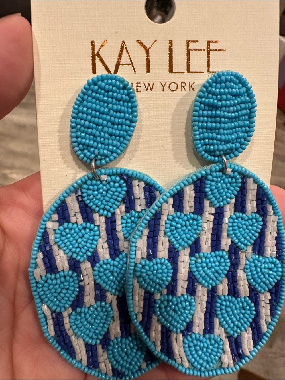 Kaylee New York Turquoise Beaded Heart Drop Earrings
